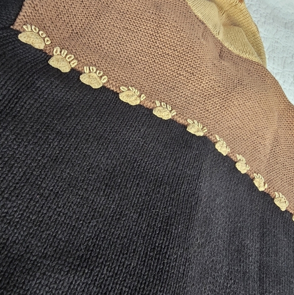 Storybook Knits Dog Motif Heavyweight Knit Cardigan Sweater Bone Buttons 1X - Picture 12 of 16